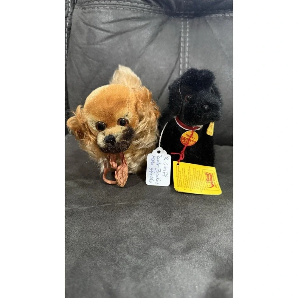 Steiff Mini Black Poodle‎ w/tag And Mini Pekingese Dog Pet Toy Plush